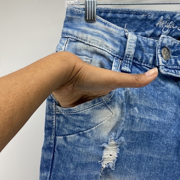 Ariya Vintage Y2K deconstructed Lowrise bleached flare jeans back to school - Picture 6 of 11